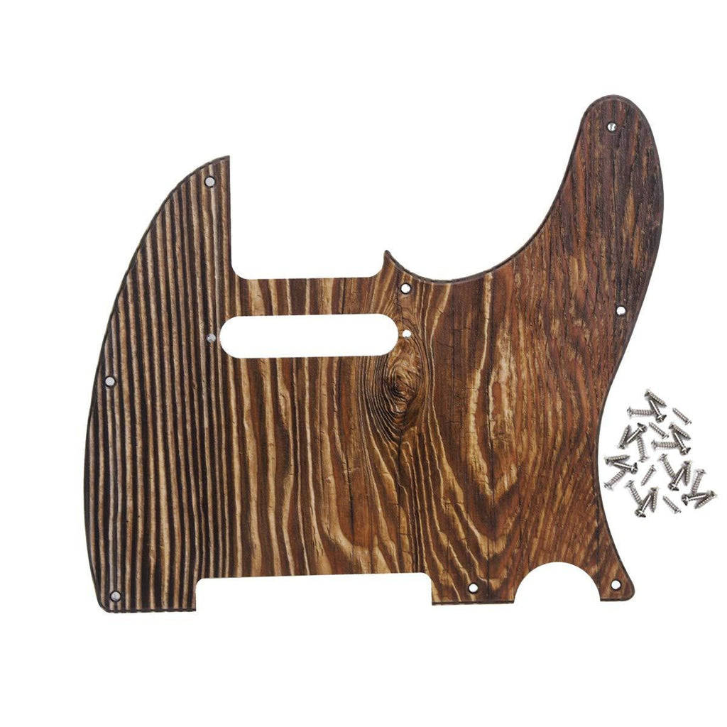 FLEOR 3Ply 8 Holes Tele Guitar Pickguard Wood Grain Surface UA Printing for Modern Style Fender Standard Telecaster Guitar, Mounting Screws 3Ply Wood Grain