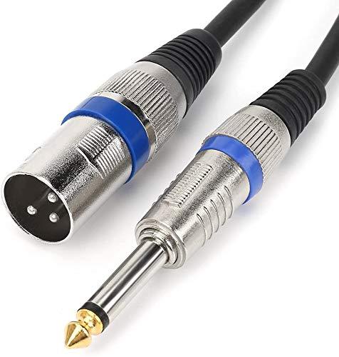 XLR Male Cable To 6.35mm 1/4inch TS Jack Lead Mono Signal Plug,3 Pin Unbalanced Audio Cable,Microphone Cable,Amp Cable,Speaker(2m) 2m
