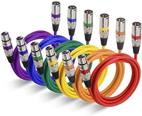 XLR Cable EBXYA Male to Female Balanced XLR Microphone Lead Coloured DMX Patch Cables 2M 6Packs 2M 6-Pack