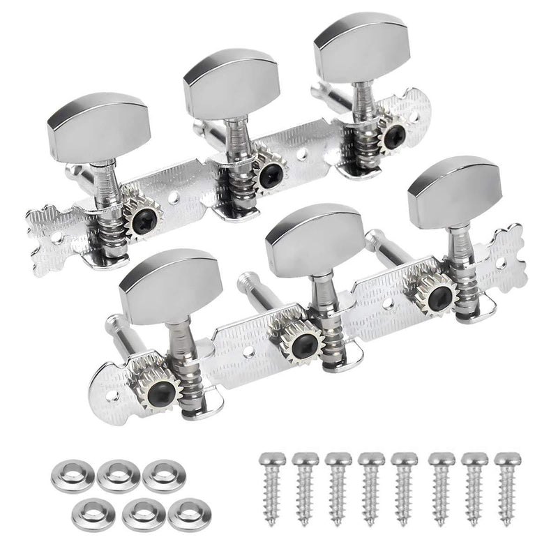 NATUCE 1 Pair Guitar Machine Heads,Left & Right Guitar String Tuning Pegs Machine Heads,Metal Machine Heads Tuner for Electric or Acoustic Guitar (Silver)