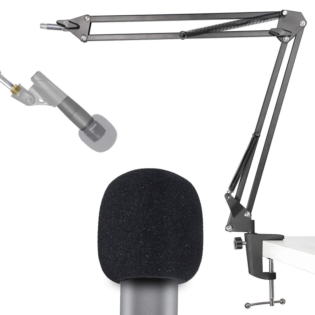 SM58 Mic Stand with Pop Filter - Microphone Boom Arm Stand with Windscreen Foam Cover for Shure SM58S SM58-LC Dynamic Vocal Microphone by YOUSHARES