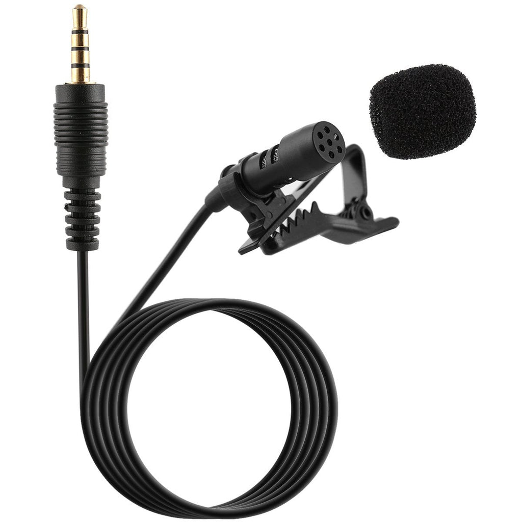 Camidy Clip On Lapel Microphone,Mini Hands Free Lavalier Mic 3.5mm Jack Wired Omnidirectional Condenser Microphone for Voice Recording