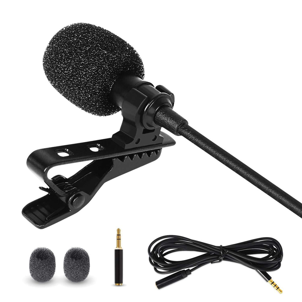 Belifu Professional Lavalier Lapel Microphone Omnidirectional Condenser Microphone with Easy Clip for Live Streaming/Video Recording/YouTube/Interview/Podcast, Lapel Mic for iPhone Android Smartphone