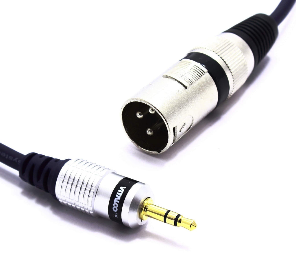 XLR Male to Mini Jack 3.5 Stereo 1.5m Cable Vitalco 3 Pin Microphone to TRS 1/8 Inch Lead