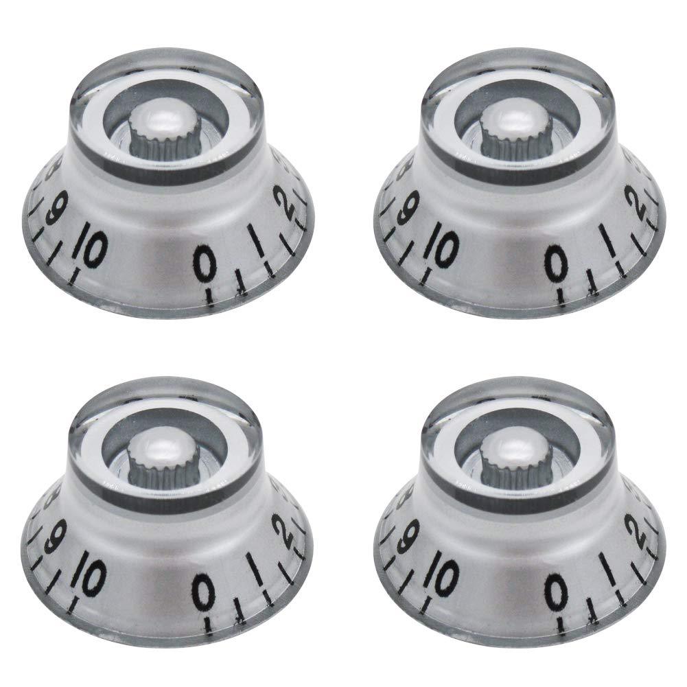 mxuteuk 4pcs Silver Electric Guitar Bass Top Hat Knobs Speed Volume Tone AMP Effect Pedal Control Knobs KNOB-S18