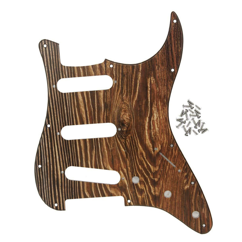 FLEOR 11 Holes SSS Strat Guitar Pickguard with Mounting Screws for America/Mexico Made Fender Standard Stratocaster Modern Style,3Ply Wood Grain 3Ply Wood Color