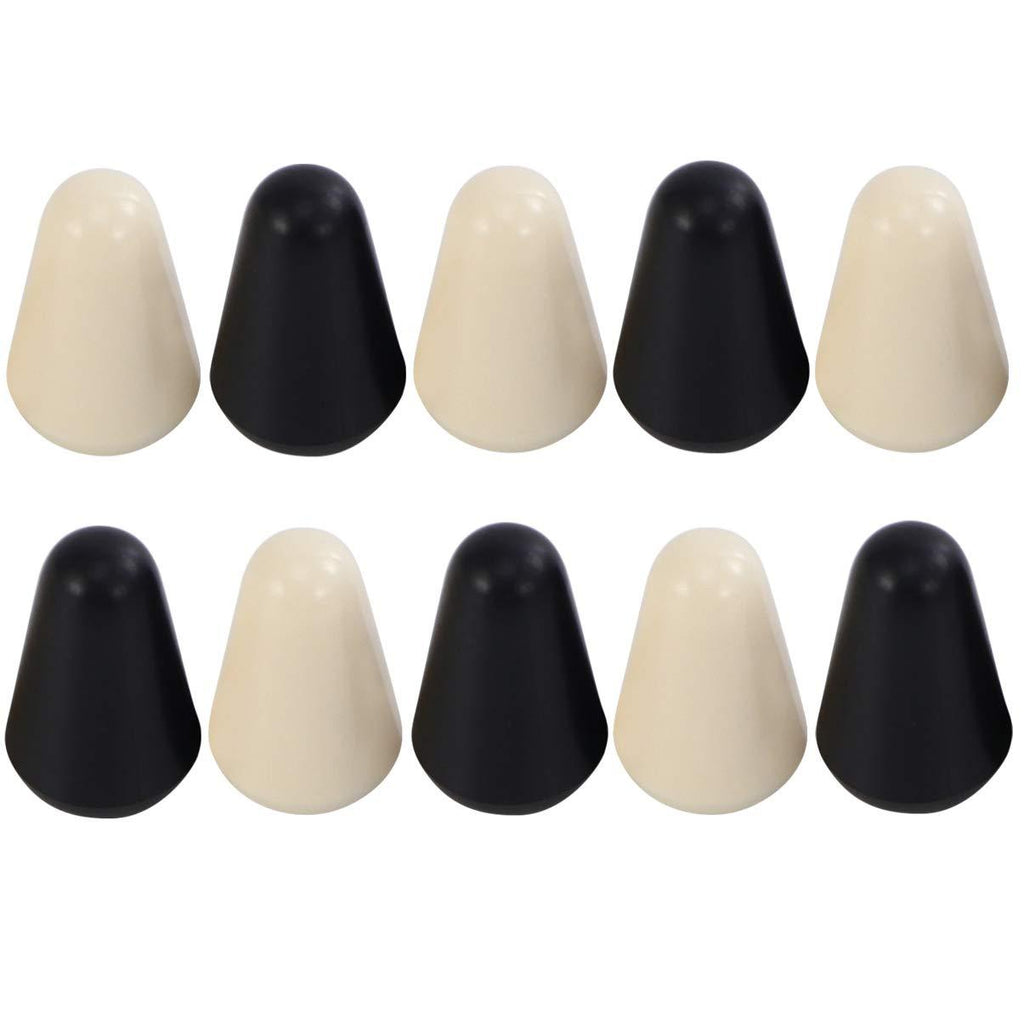 EXCEART 10Pcs Switch Tip Knob for Electric Guitar 5 Way Guitar Toggle Pickup Selector Switches (Black Beige) Black Beige