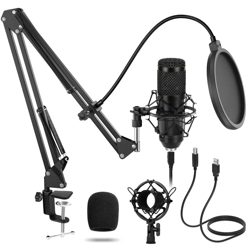 USB Microphone Kit Condenser PC Cardioid Mic 192KHZ/24Bit,Sucastle Professional Studio Podcast Microphone Plug and Play with Adjustable Microphone Stand Suspension Scissor Boom Arm Shock