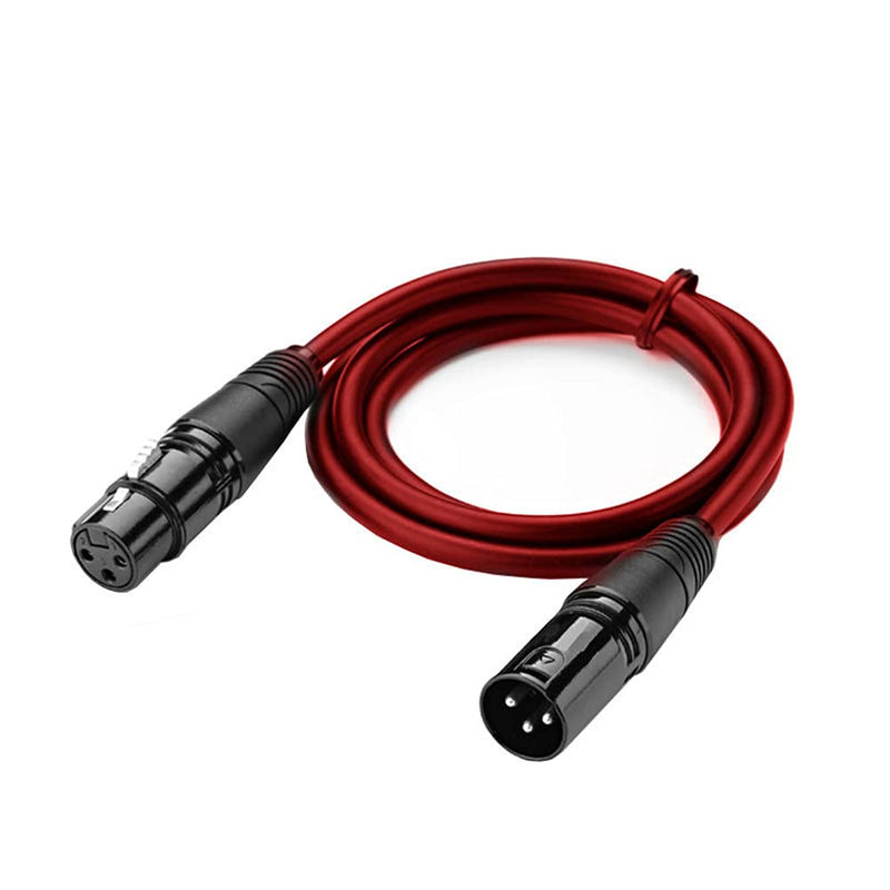3Meter XLR to XLR Plug Microphone Cable Exceptional Sound Quality Balanced Cable Rubber Sealed Lead Red-XLRf to XLRm 3M