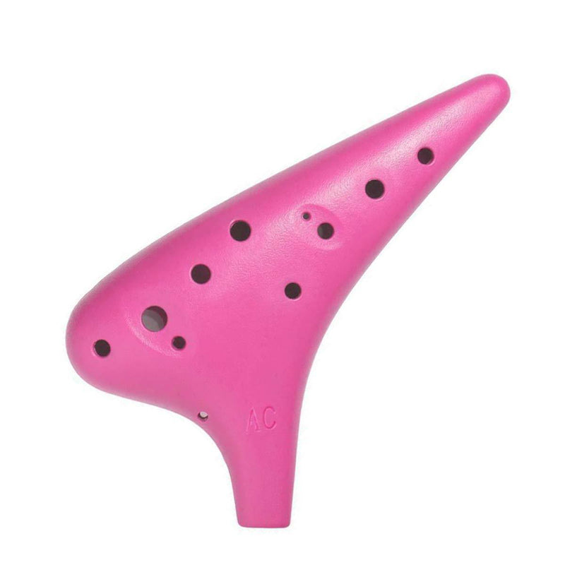MEW Plastic Ocarina Alto C, 12 Hole Ocarina Easy Instrument for Children, Beginners, Great Music Instrument Gift Travel Companion (Pink) Pink