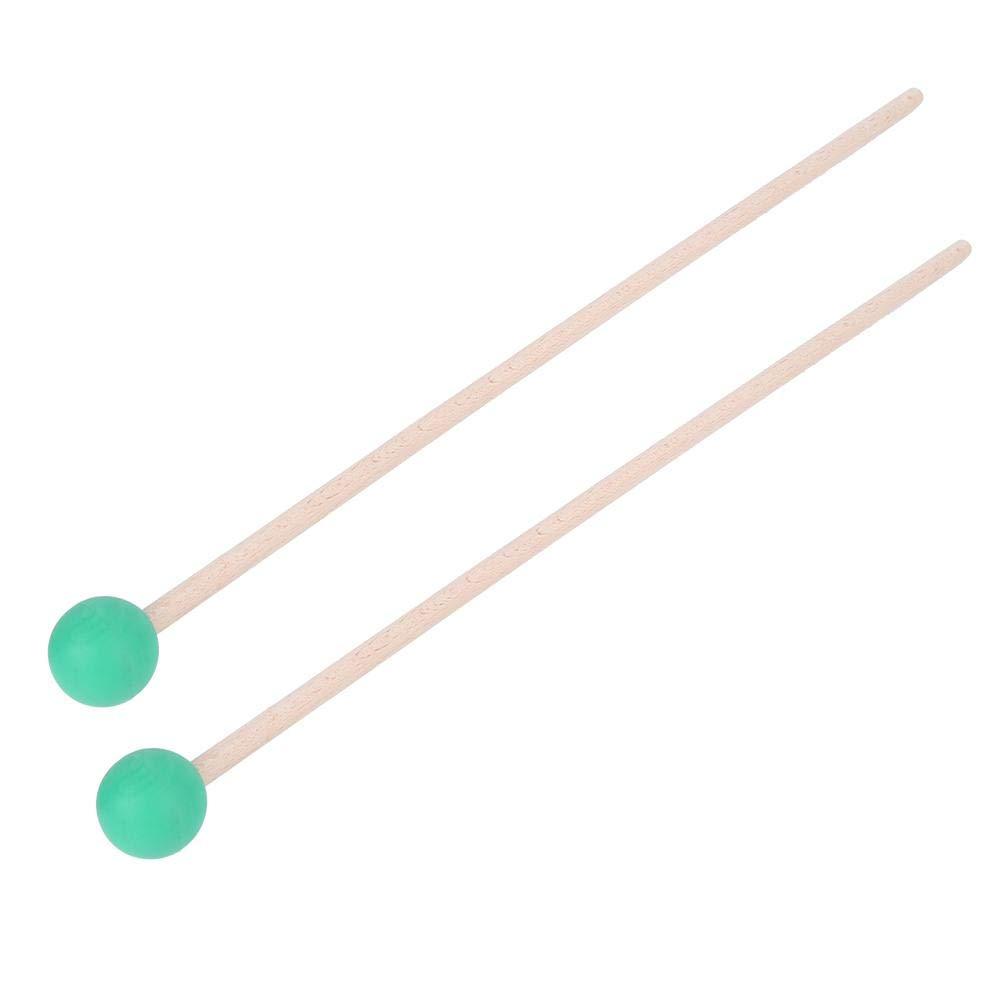 2Pcs Snare Drums sticks, Soft Felt Mallet Drum Hammer Drumsticks Maple Wood for Xylophone/Timpani/Snare Drums (green) green