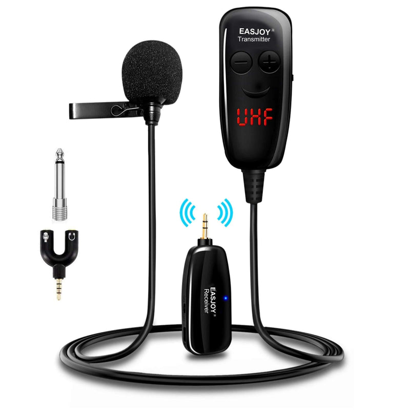 [AUSTRALIA] - Wireless Lavalier Microphone, Easjoy Upgraded Digital Screen Wireless Lapel Mic Collar Clip-on Microphone for Teaching, Conference, Tour Guiding, Stage Performance - Rechargeable 
