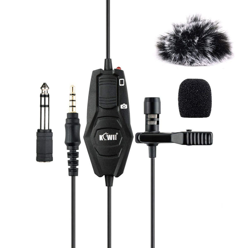 KIWIFOTOS Lavalier Microphone, Professional Clip-on Lapel Mic Omnidirectional Condenser with 7M Cord for Camera/Smartphone for Recording Interview Video Vlog Conference Podcast Voice Dictation Single-Head Mic