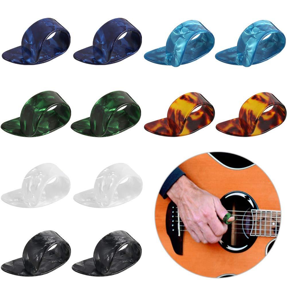 Xinzistar 12 PCS Thumb Picks Finger Picks, Guitar Picks Acoustic Celluloid Guitar Plectrum Flat Thumb Picks for Acoustic Guitar