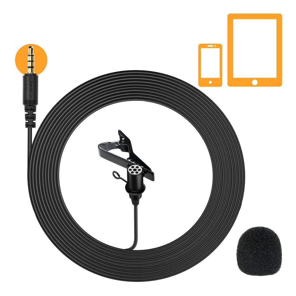 Comica CVM-V01SP Lavalier Microphone Lapel Clip-on Omnidirectional Mic, 3.5MM TRRS Connector, 2.5m/8.2ft Cable for Smartphones & Tablets for Youtube, Interview, Video Recording, Live Broadcast