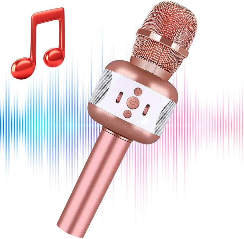Ncknciz Upgraded Karaoke Bluetooth Microphone, Kids Microphone Adults Wireless Microphone Speaker, Portable Rechargeable Bluetooth Mic for Partys, Home KTV, Outdoor activities Rose gold