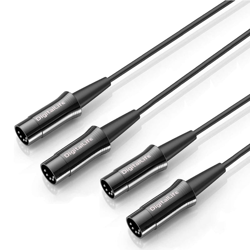 DigitalLife MIDI Male 5 Pin DIN Plug to Male 5 Pin DIN Plug Cable - 5 Pin MIDI Cable [1.8m, 2 Pack, Metal] BLACK-2 PACK