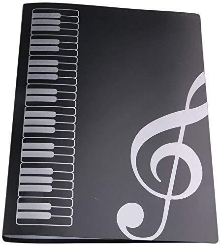 LYTIVAGEN A4 Size Music Folder Piano Music Score Folder Waterproof Music File Folder 40 Pockets Sheet Storage Folder Music Sheet Folder for Sheet Music Choir Chorus Piano Sheet Music Folder (Black)