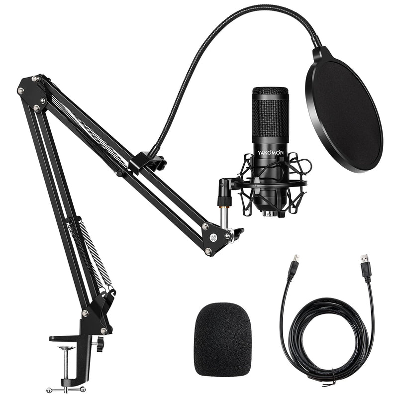 USB Condenser Microphone Kit,Yakomon Studio PC microphone with Stand,Professional 192KHZ/24Bit Streaming Podcast Mic for YouTube Video/Streaming Singing/Recording/Game/PS4(Updated) Mic02
