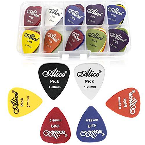 Gresunny 50pcs Guitar Picks Guitar Plectrums Finger Pick Colorful Guitar Pick with Storage Case for Acoustic Electric Guitar Bass Ukulele 0.58/0.71/0.81/0.96/1.20/1.50 (mm)
