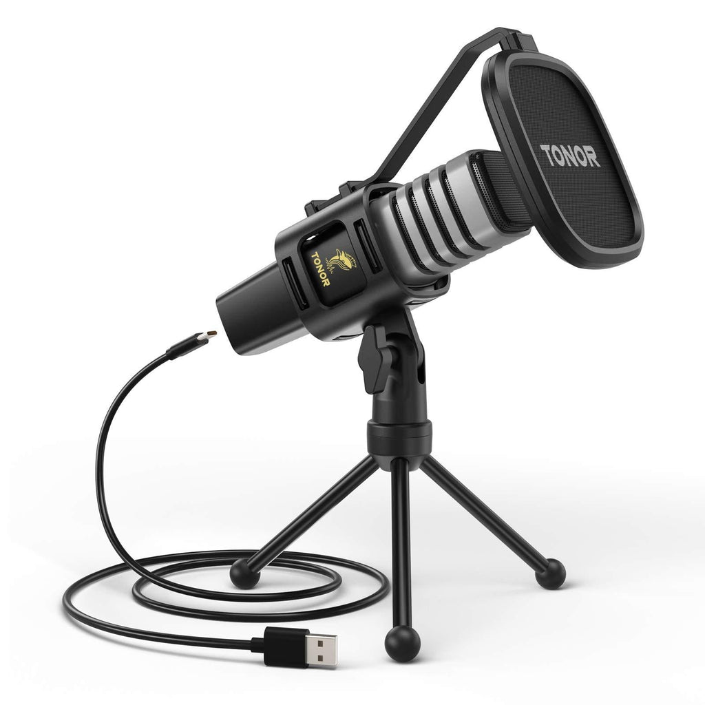 USB Microphone, TONOR Condenser Computer PC Mic with Tripod Stand, Pop Filter, Shock Mount for Gaming, Streaming, Podcasting, YouTube, Skype, Twitch, Discord, Compatible with Laptop Desktop, TC30