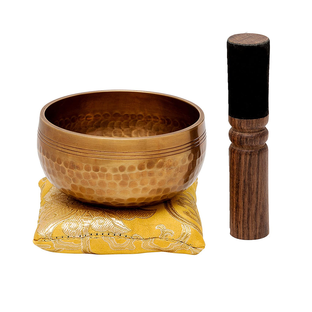 Tibetan Singing Bowl Set with Healing Mantra Engravings — Yoni Meditation Sound Bowl Handcrafted in Nepal — Yoga, Healing, Anxiety Relief, Mindfulness