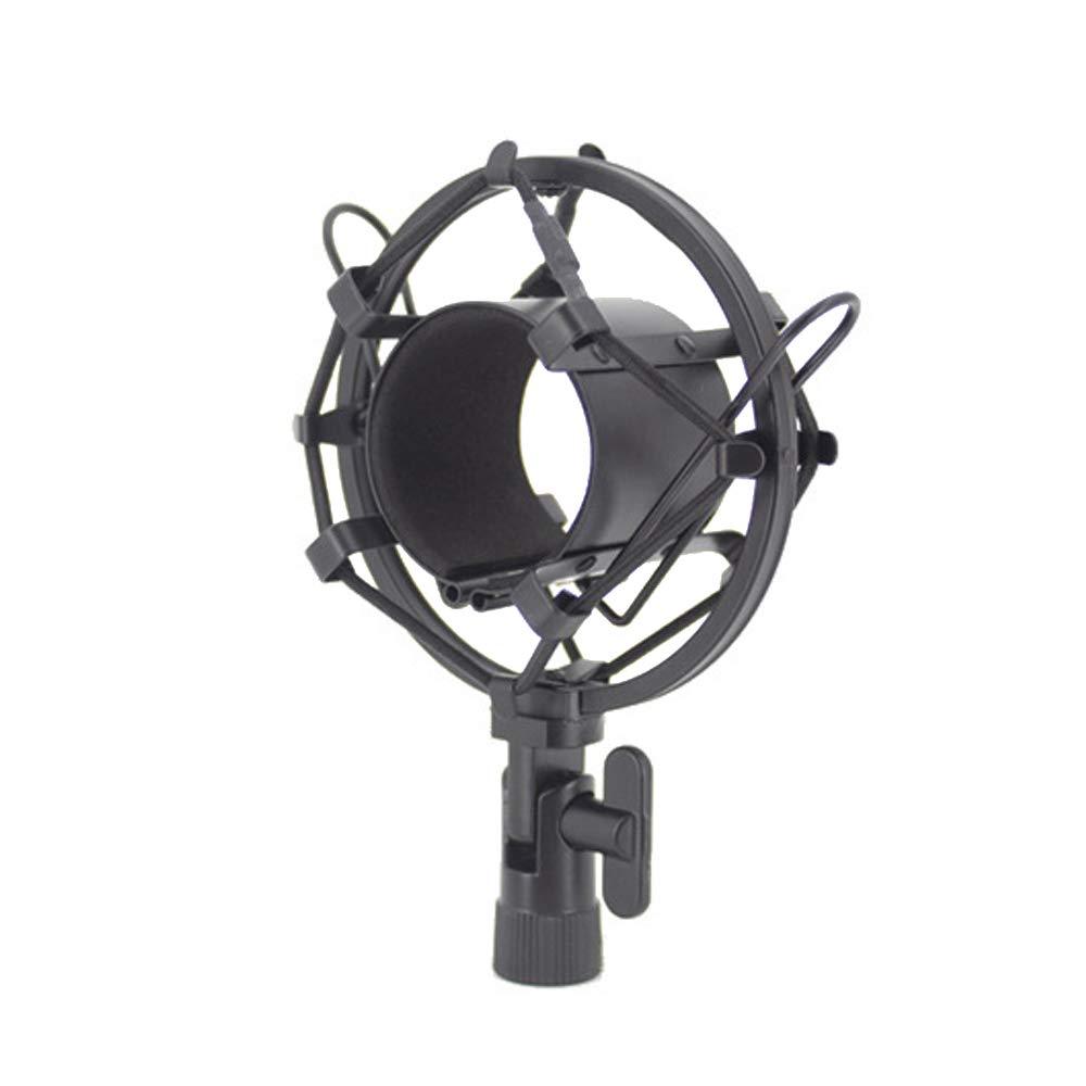 Supmico Microphone Shock Mount Mic Anti Vibration Suspension Studio Shock Mount Holder Clip 45mm for 44mm-50mm Diameter Condenser Mic Black