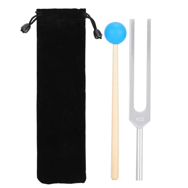 Ladieshow 432Hz Tuning Fork,Aluminum Alloy Tuning Fork with Hammer/Storage Bag Instruments Tuning Vibration Sound Therapy Tool
