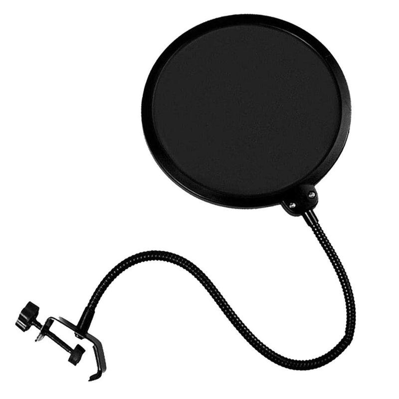 Microphone Pop Filter, Swivel Double Layer Sound Shield Guard for Recording Studio Mic(Black)
