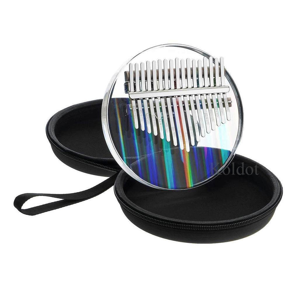 Rainbow Clear Kalimba Thumb Piano Round 17 Key Solid Finger Piano Transparent Body Cute Crystal Acrylic Kalimba With Hard Case Gifts for Kids Adult Beginners with Tuning Hammer