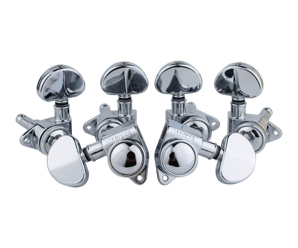 Guyker Guitar Locking Tuners (3L + 3R) – 1:21 Roto-Grip Lock String Rotomatics Tuning Key Pegs Machine Heads with Half-Moon Handle Replacement for Electric, Folk or Acoustic Guitars - Chrome chrome, 3R3L