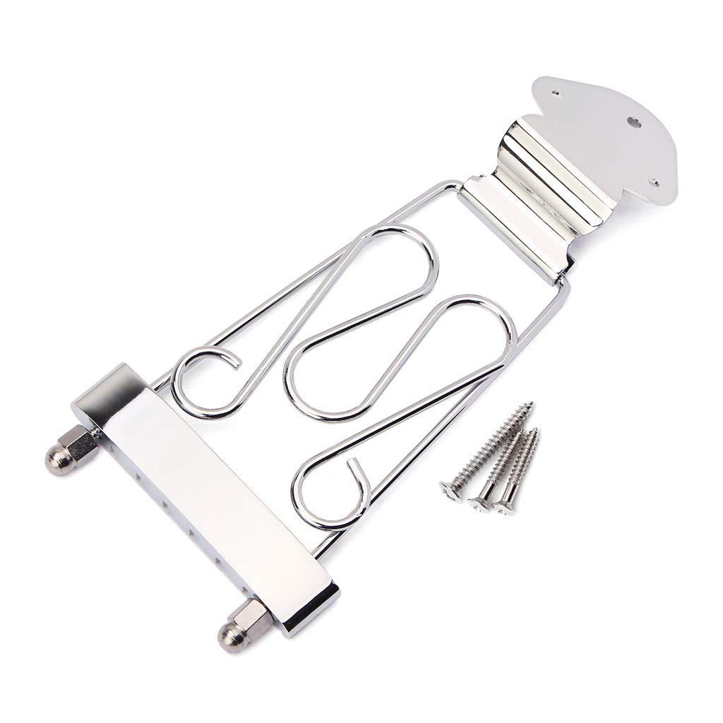 Alnicov A Set 6 String Jazz Archtop Guitar Trapeze Tailpiece with Wired Frame Hollow Semi Hollow Electric Guitar - Chrome