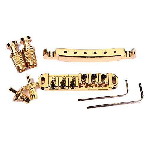 Alnicov Guitar Bridge Tailpiece Gold Pating Roller Saddle Tune-O-Matic LP Electric Guitar Replacement