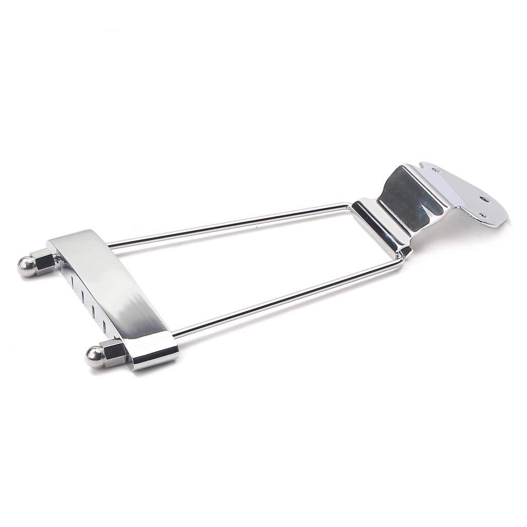 Alnicov 6 String Guitar Trapeze Tailpiece Bridge for Jazz Archtop Guitar Replacement - Chrome