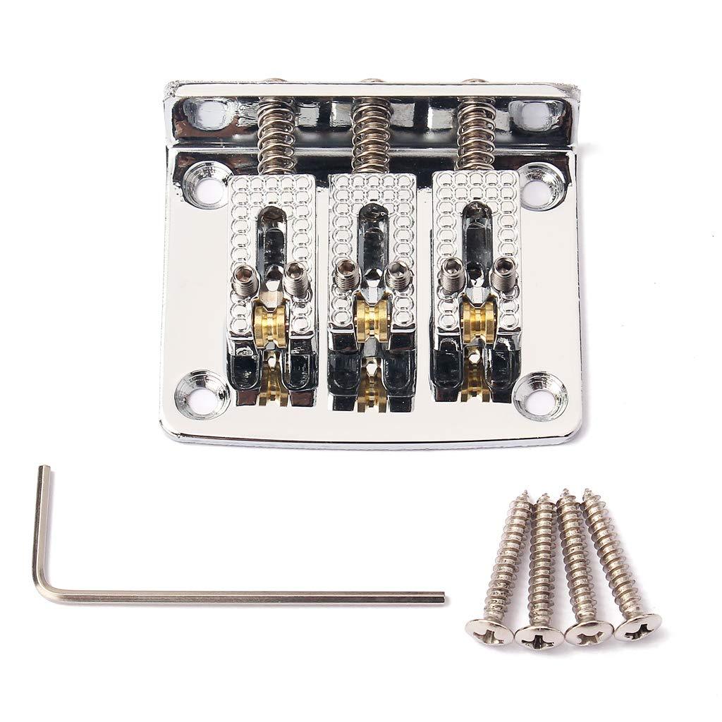 Alnicov Cigar Box Guitar Parts: 3-string Chrome Hard-tail Adjustable Bridge