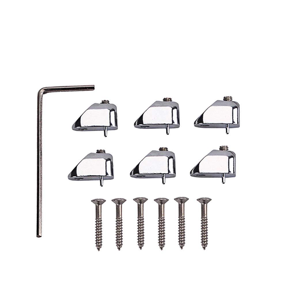 Alnicov Headless Electric Bass Guitar String Nut Set with 1 Wrench 6 Screws for Guitar Parts - Chrome