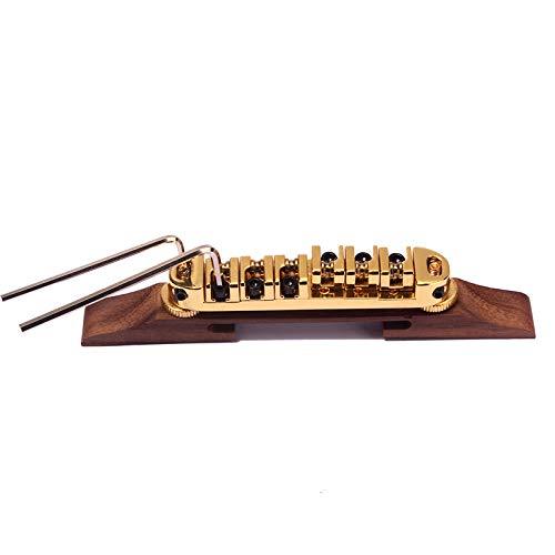 Alnicov Gold Plated Roller Saddles Rosewood Bridge Set For Jazz Guitar