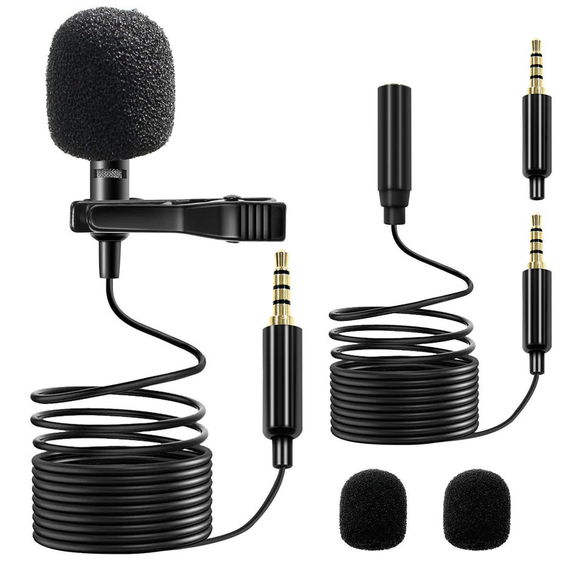 Small Lavalier Microphone, Clip-on Lapel Omnidirectional Condenser Microphone for Smartphones, PC, DLSR, YouTube, Interview, Podcast Recording