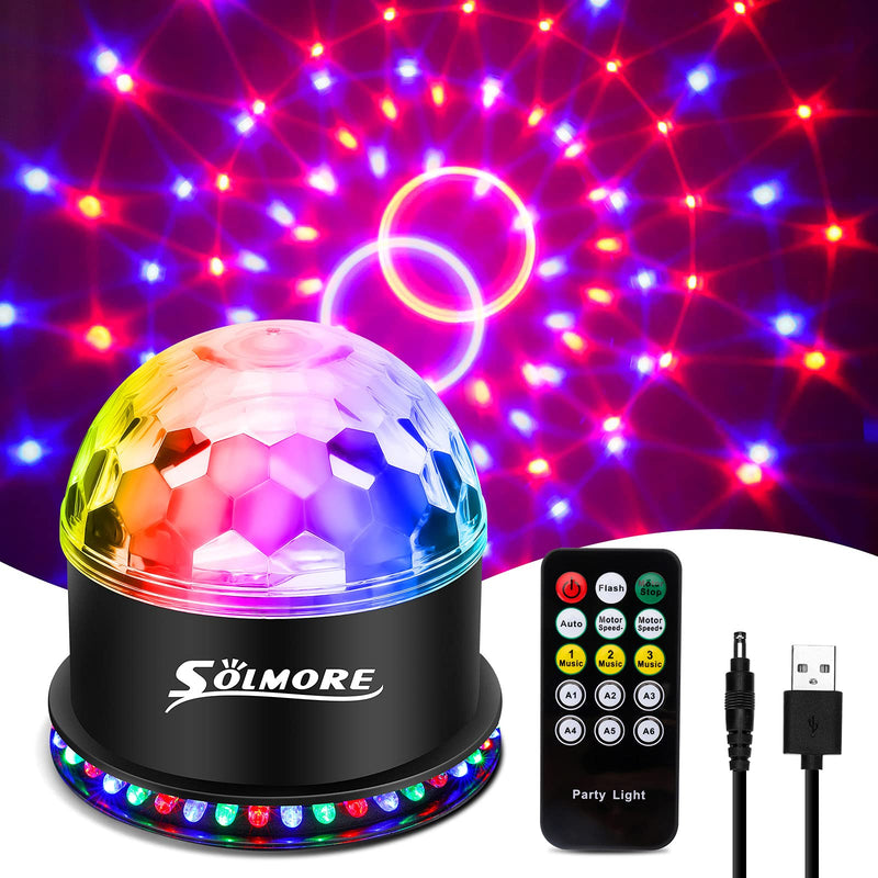 USB Disco Lights SOLMORE Party Stage Lights RGB Disco Ball Light Flashing Effects USB Cable 7 Colors 6 Light Modes Sound Activated Automatic Lighting Strobe for Kids Christmas Birthday Party Bar