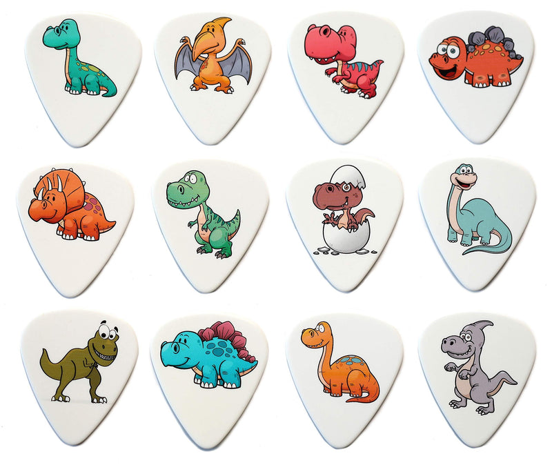 Dinosaur Guitar Picks Set of 12 Double Sided Harmony Picks Premium Plectrums