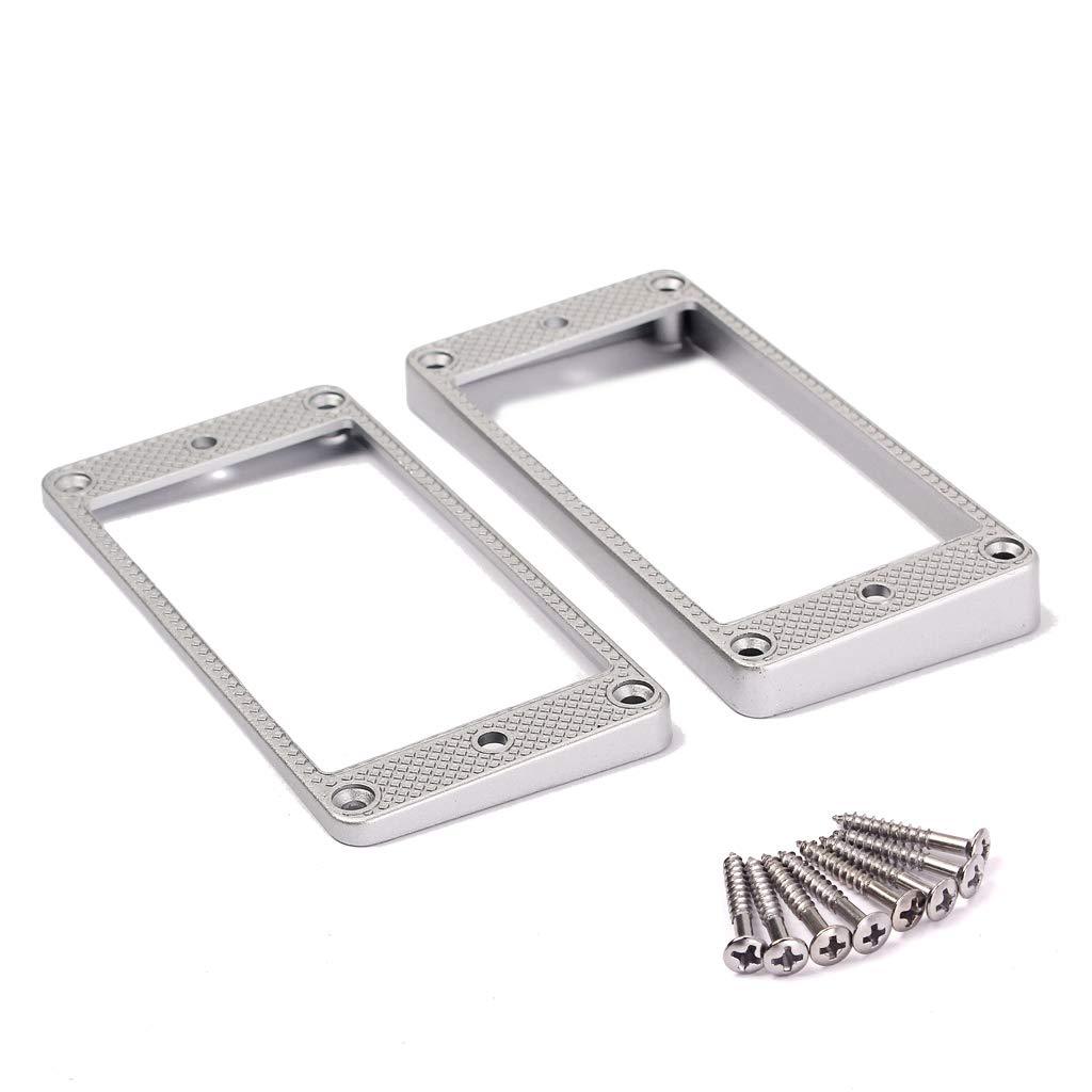 Alnicov 2 Pcs Curved Bottom Humbucker Pickup Ring Set for Epiphone Guitar Accessories,Silver