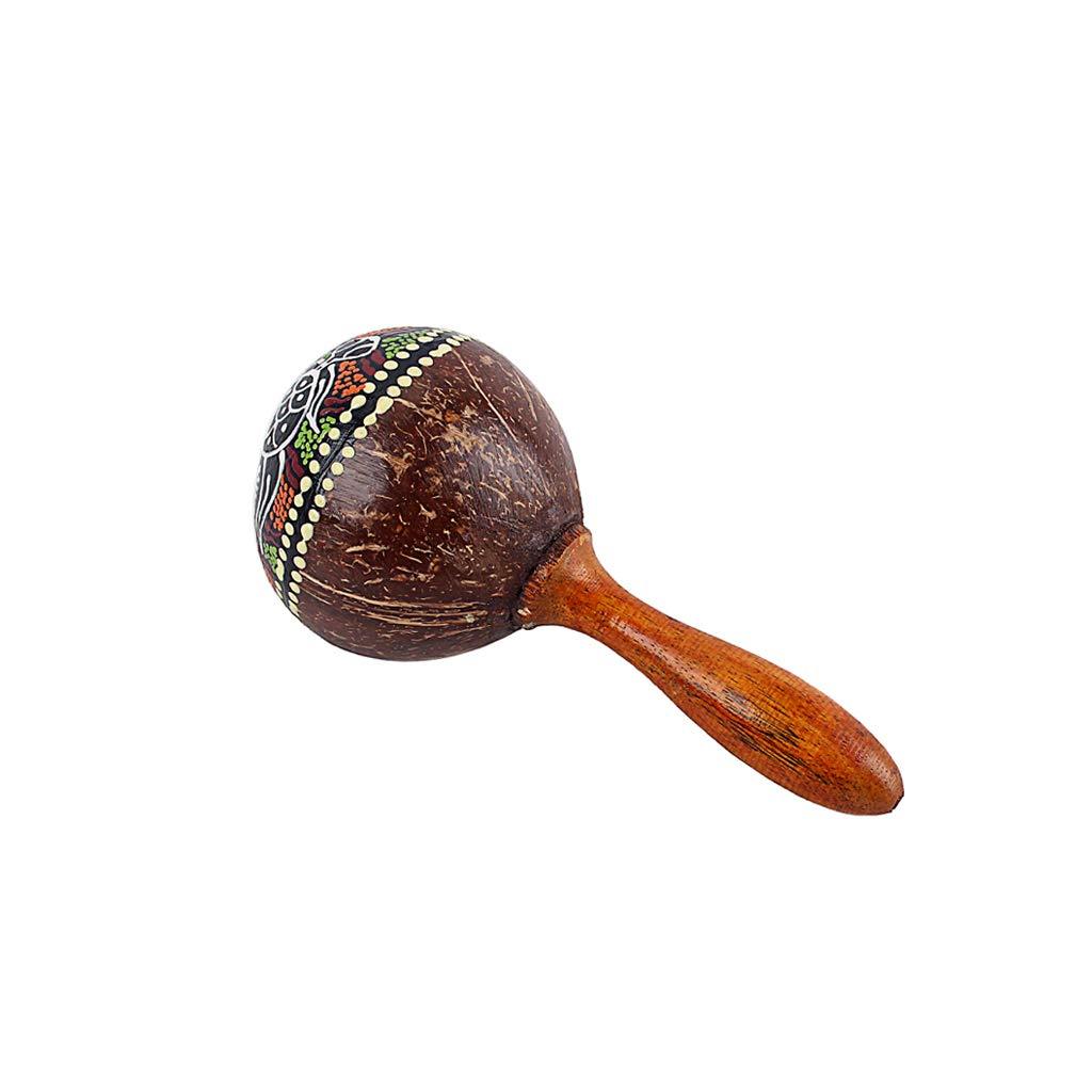 Alnicov Coconut Shell Sand Hammer Hand Rattle Percussion Musical Instrument Gift