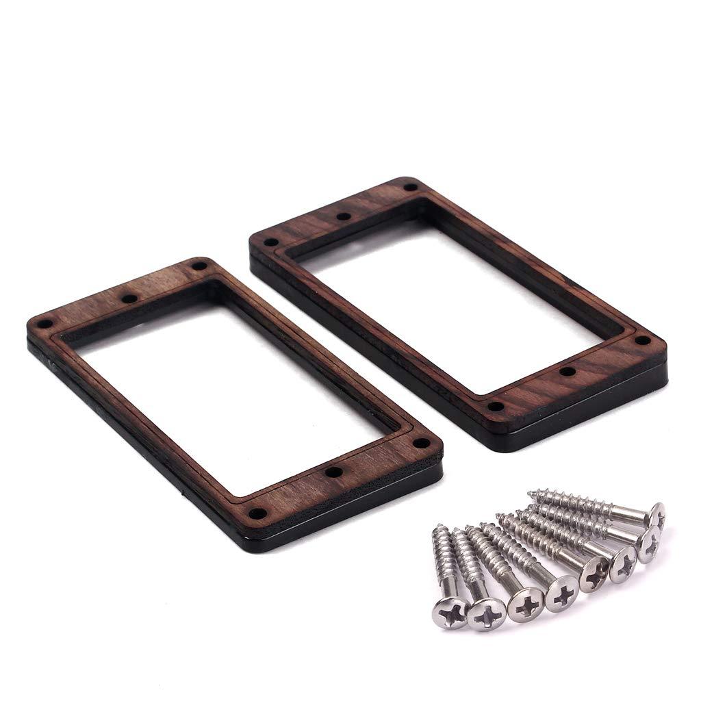 Alnicov 2 Pcs Curved Bottom Humbucker Pickup Ring Set for Epiphone Guitar Accessories,Rosewood