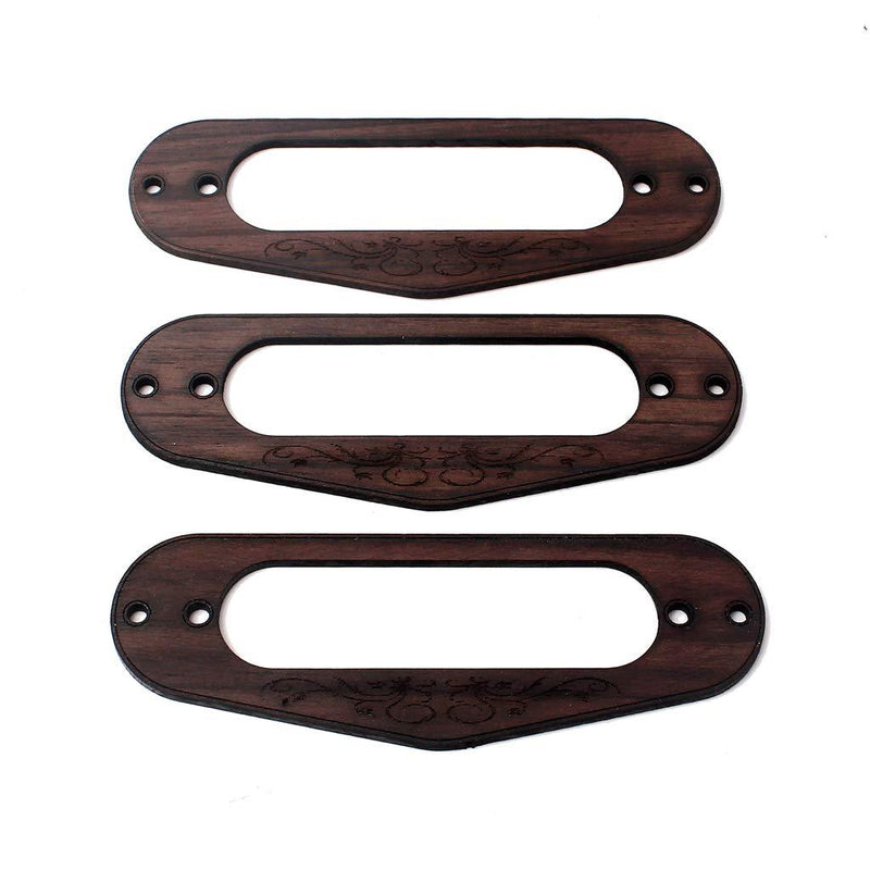 Alnicov 2 Pcs Rosewood Single Coil Pickup Surround Plate Mounting Ring for Guitar