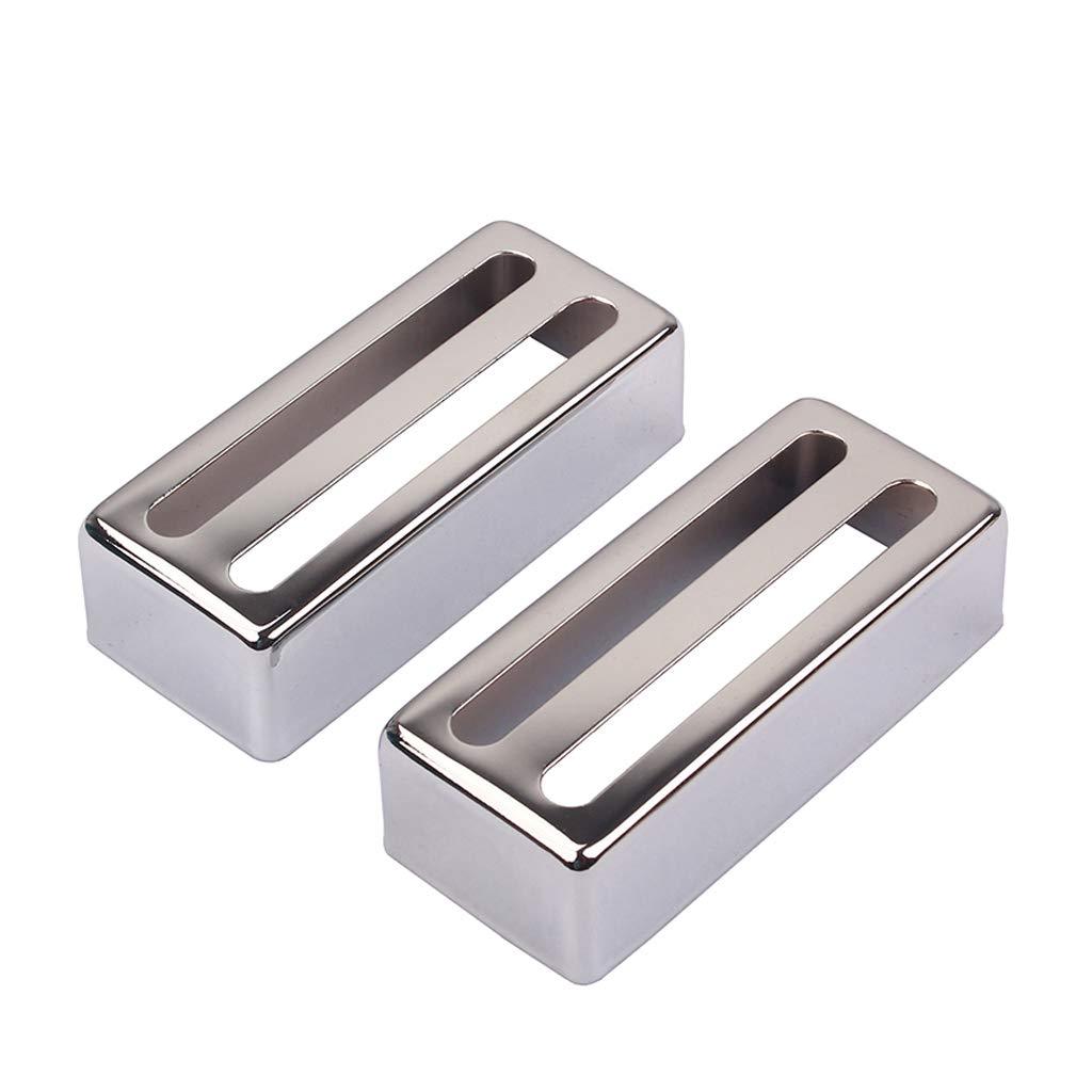 Alnicov 2 Pcs Humbuckers Pickup Cover 69mmX29mm for Electric Guitar,Chrome