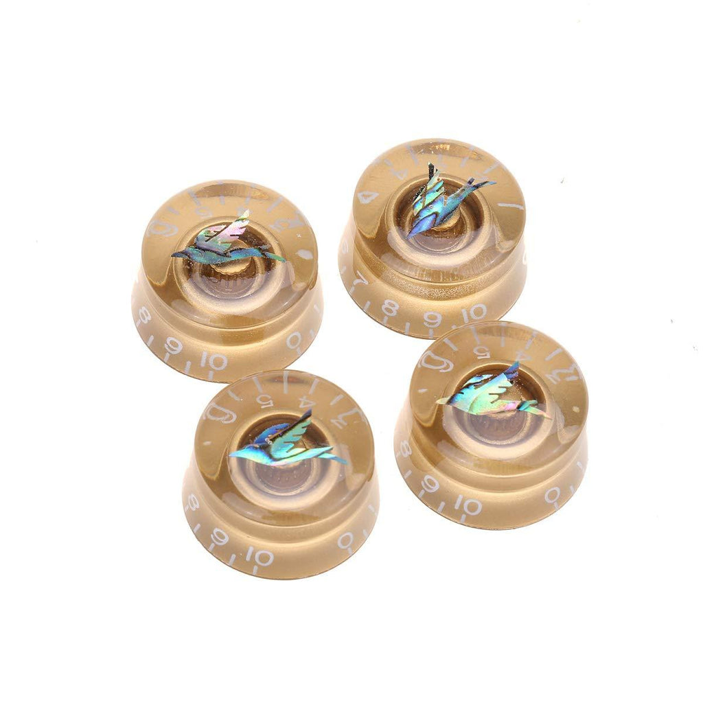 Musiclily Pro Metric Size Abalone Bird Top Guitar Speed Control Knobs for Epiphone Les Paul SG Style, Gold(Set of 4)