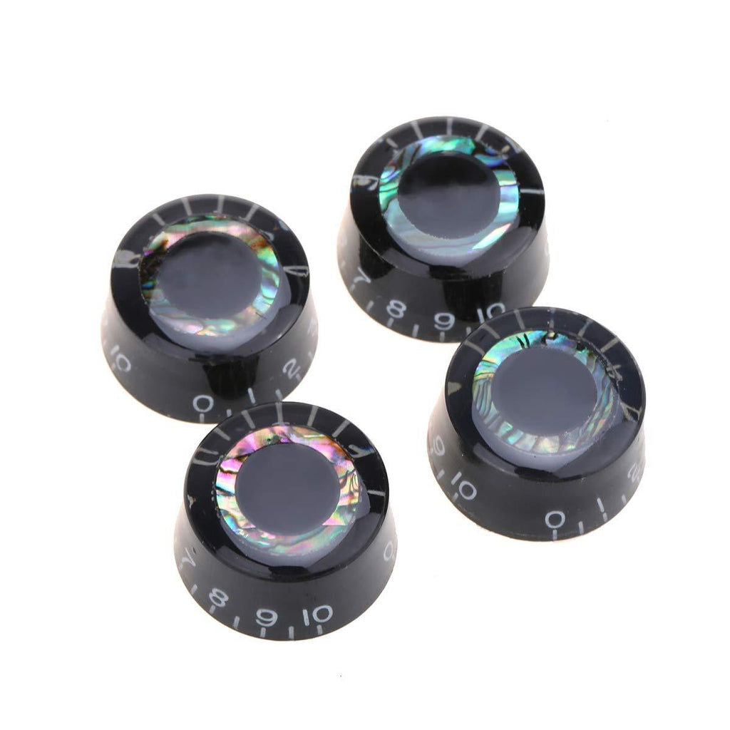 Musiclily Pro B-Stock Metric Size Abalone Circle Top Guitar Speed Knobs Volume Tone Control Knob for Epiphone Les Paul SG Style Electric Guitar, Black (Set of 4)