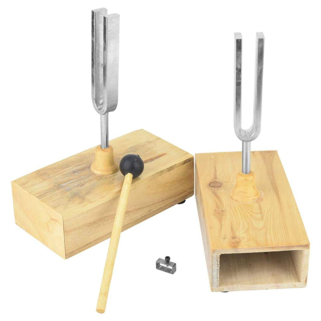 Tuning Fork Virbration Experimental Instrument Perfect Healing Musical 440HZ Aluminum Alloy Part of Solfeggio Tuning Set with Wood Resonator Box Knocker
