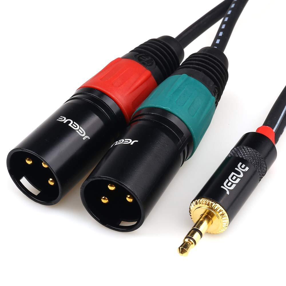 JEEUE 2XLR Male to 3.5mm TRS Stereo Y-Adapter Cable Breakout Lead Microphone Cables for Speaker Mic Guitar Mixer AMP -0.5Meter 3.5mm-2XLR Male-0.5Meter