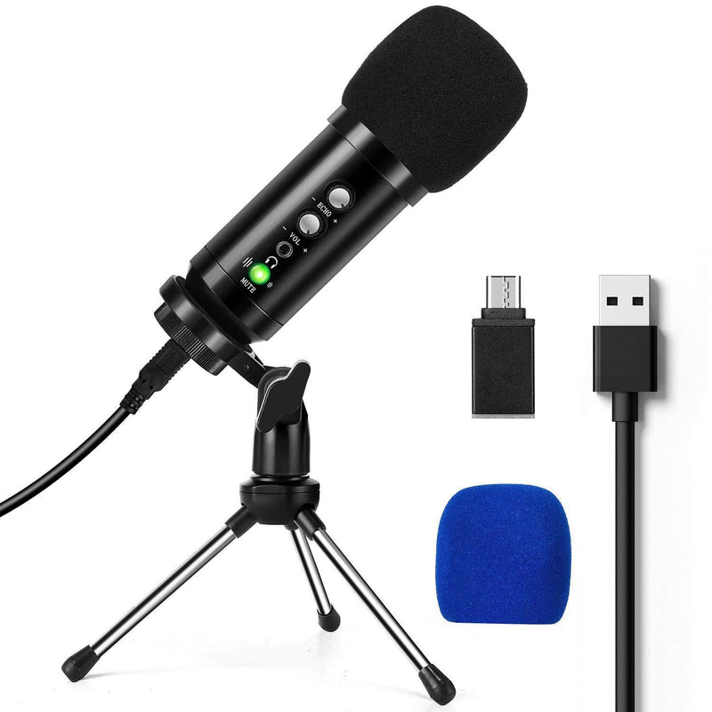 Riiai USB Microphone for Laptop with USB Microphone Kit with Adjustable Tripod for Plug & Play Recording Microphone for PC Gaming Streaming Podcasting YouTube
